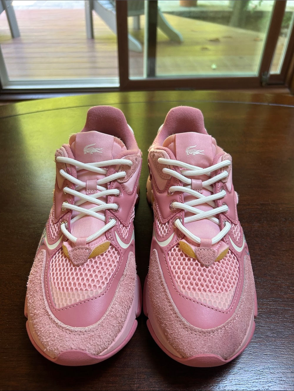 Lacoste Pink Mesh & Suede Athletic Sneakers